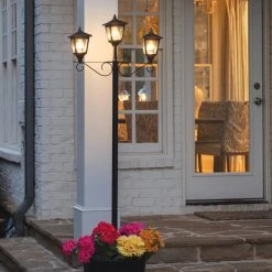 Solar LED Triple-Head Solar Lamp With Post Set And Planter - 90 Lumens - Black Finish - Gama Sonic -Zenith Boutique Store fg70my6aowa3ninvvpfk 24649.1688542476