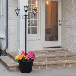 Solar LED Triple-Head Solar Lamp With Post Set And Planter - 90 Lumens - Black Finish - Gama Sonic -Zenith Boutique Store jb1zburshkni1w3cckdb 16886.1688542476