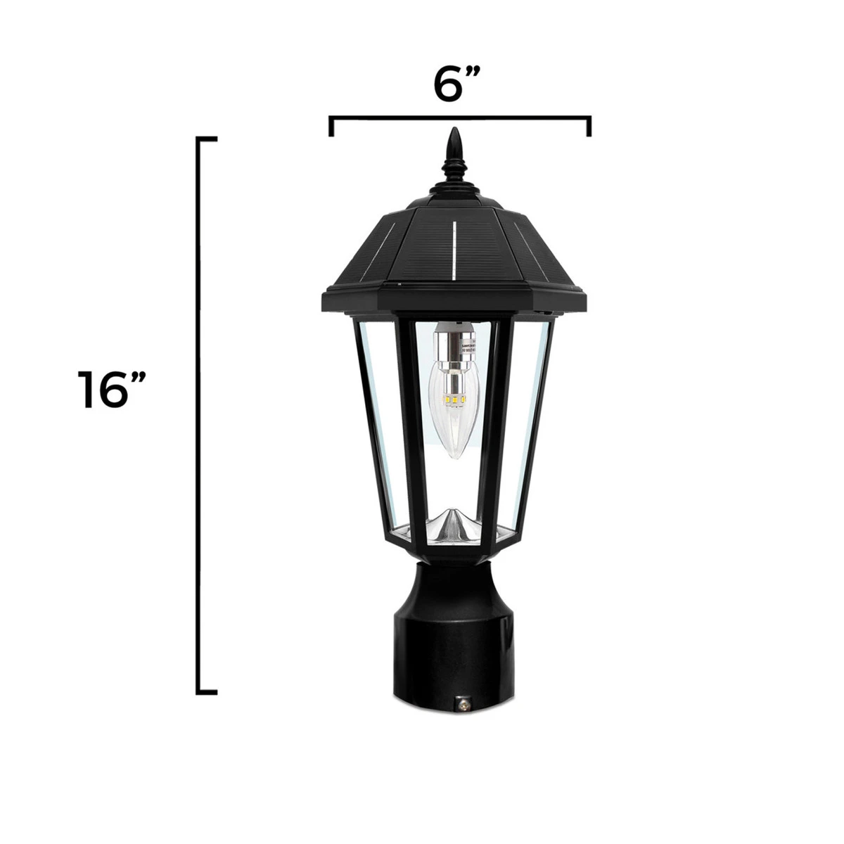 Solar LED Topaz Lantern Light - 50 Lumens - 3100K/6000K - Black Finish - Gama Sonic 8 Solar LED Topaz Lantern Light - 50 Lumens - 3100K/6000K - Black Finish - Gama Sonic - Image 8