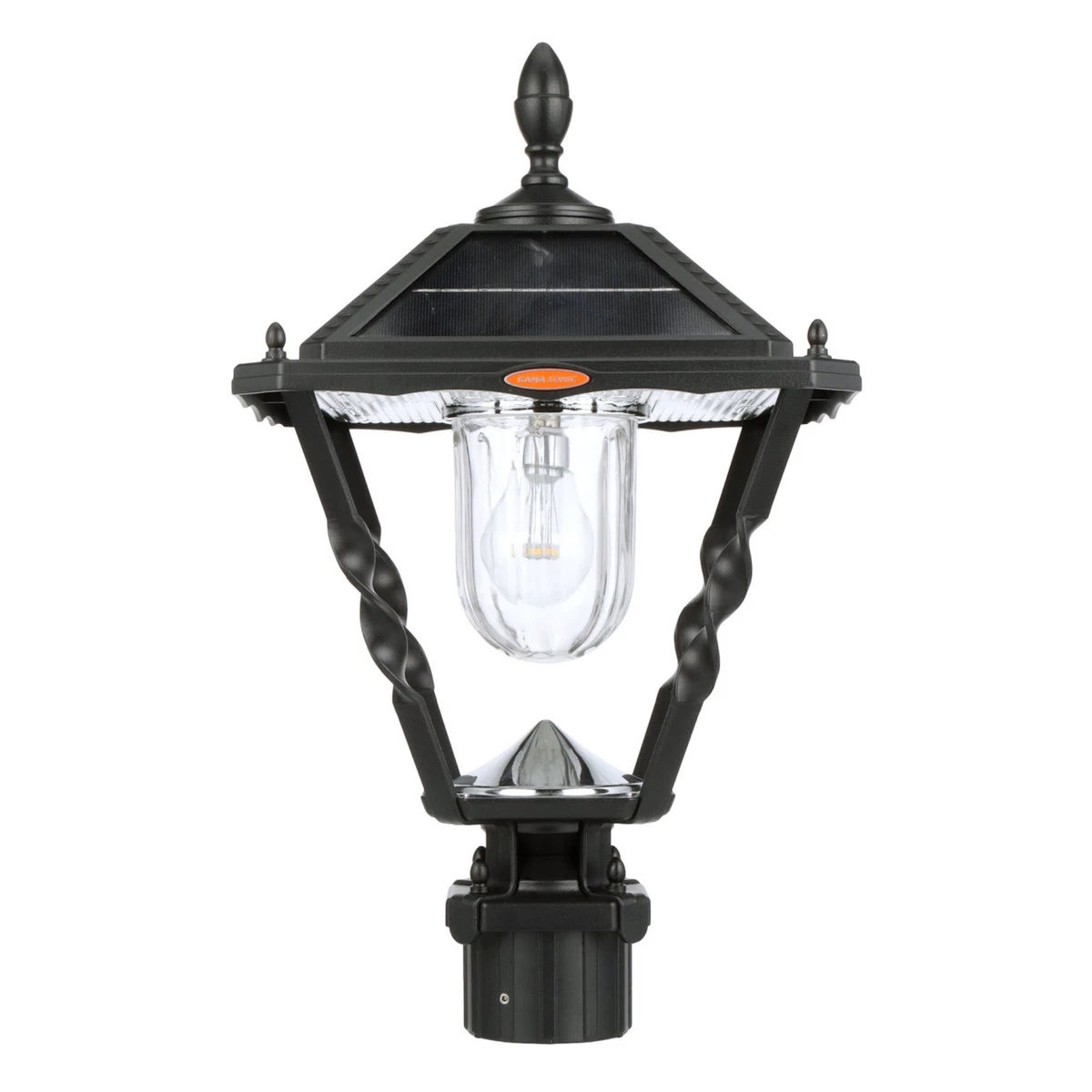 Solar LED Spiral Frame Post Light - 120 Lumens - 2700K - Black Finish -Gama Sonic 2 Solar LED Spiral Frame Post Light - 120 Lumens - 2700K - Black Finish -Gama Sonic - Image 2