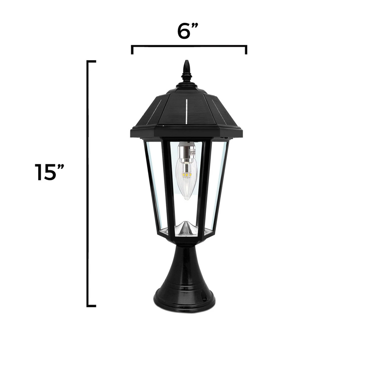 Solar LED Topaz Lantern Light - 50 Lumens - 3100K/6000K - Black Finish - Gama Sonic 9 Solar LED Topaz Lantern Light - 50 Lumens - 3100K/6000K - Black Finish - Gama Sonic - Image 9