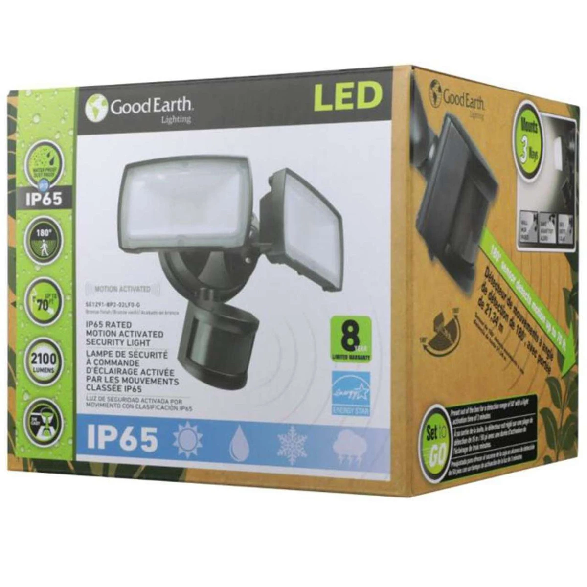 Bronze Motion-Activated LED 2-Head Flood Light - 25W - 2100 Lumens - 5000K - Good Earth 11 Bronze Motion-Activated LED 2-Head Flood Light - 25W - 2100 Lumens - 5000K - Good Earth - Image 11