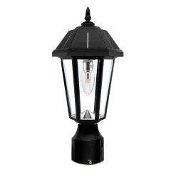Solar LED Topaz Lantern Light - 50 Lumens - 3100K/6000K - Black Finish - Gama Sonic