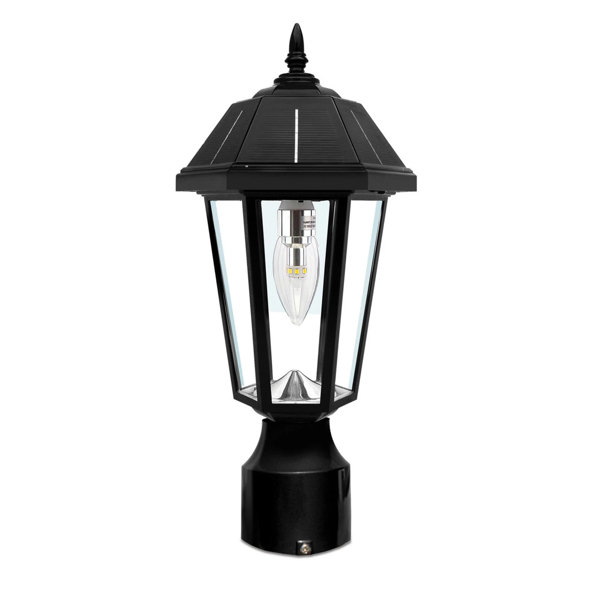 Solar LED Topaz Lantern Light - 50 Lumens - 3100K/6000K - Black Finish - Gama Sonic 1 Solar LED Topaz Lantern Light - 50 Lumens - 3100K/6000K - Black Finish - Gama Sonic