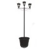 Solar LED Triple-Head Solar Lamp With Post Set And Planter - 90 Lumens - Black Finish - Gama Sonic