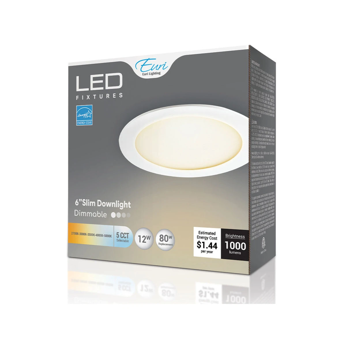 6in. LED Color Tunable Slim Recessed Downlight - 12W - 1000 Lumens - 2700K/3000K/3500K/4000K/5000K - Euri Lighting 7 6in. LED Color Tunable Slim Recessed Downlight - 12W - 1000 Lumens - 2700K/3000K/3500K/4000K/5000K - Euri Lighting - Image 7