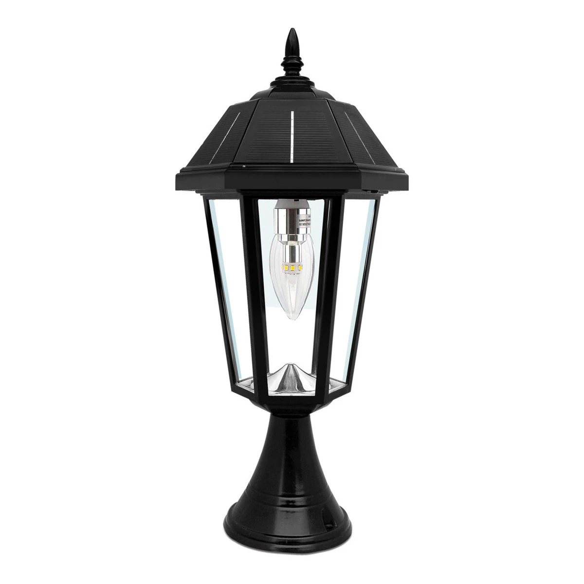 Solar LED Topaz Lantern Light - 50 Lumens - 3100K/6000K - Black Finish - Gama Sonic 3 Solar LED Topaz Lantern Light - 50 Lumens - 3100K/6000K - Black Finish - Gama Sonic - Image 3