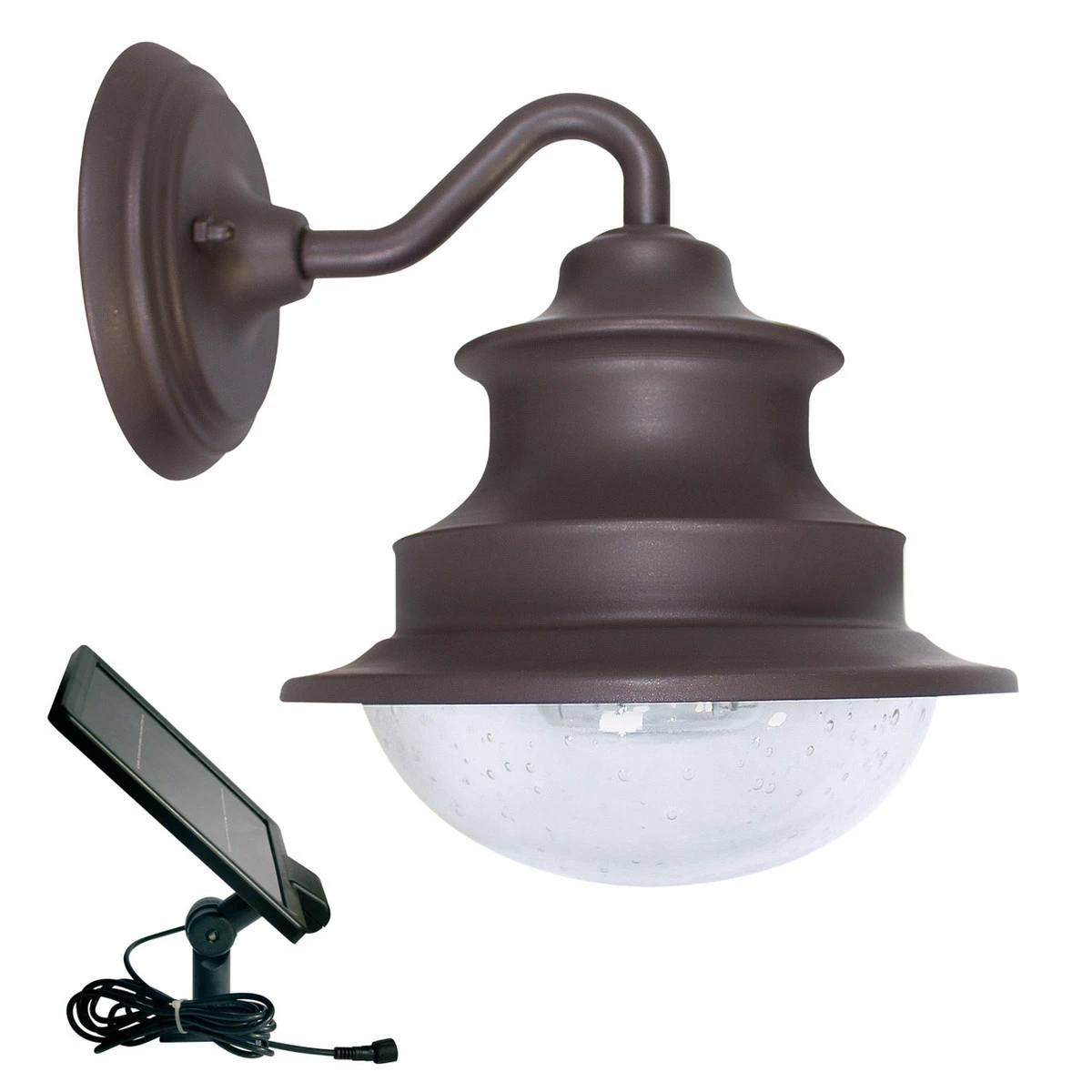Solar LED Barn Light - 120 Lumens - 2700K - Matte Brown Finish - Gama Sonic 2 Solar LED Barn Light - 120 Lumens - 2700K - Matte Brown Finish - Gama Sonic - Image 2
